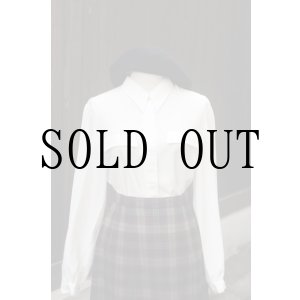 画像: ”BALENCIAGA” 無地 白 長袖 ブラウス レギュラーカラー 比翼 ポケット風[20538]