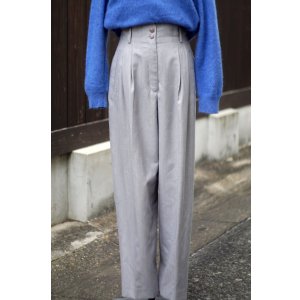 画像: "GRANJOE" 無地 ウール混 グレー パンツ ツータック ハイウエスト  w65cm [20567]