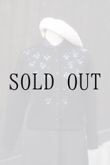 画像: 無地 黒 ウール混 ニット カーディガン [20565]