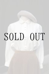 画像: ”ORIOLE” 無地 白 長袖 ブラウス 丸襟 くま[20590]