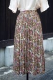 画像1: "E.B.bis"  花柄 カーキベージュ スカート フレア プリーツ加工 w65?70cm[20070]