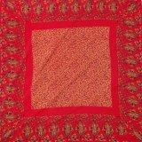 画像: ペイズリー柄 赤系 シルク スカーフ 78cm×78cm[12402]