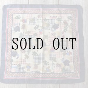 画像: テディベア＆ラビット 絵模様 スカーフ 51cm×51cm[19940]