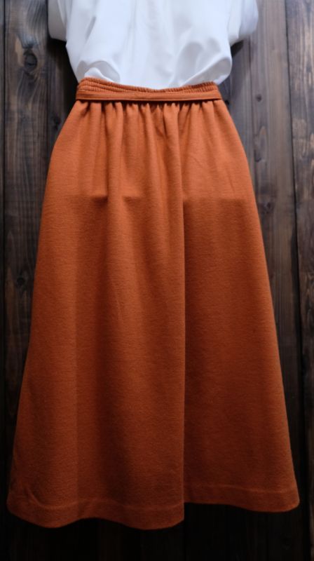 画像2: 無地 オレンジ スカート /w58cm [45217]