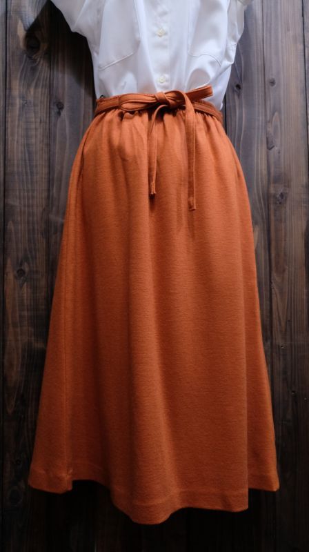 画像1: 無地 オレンジ スカート /w58cm [45217]