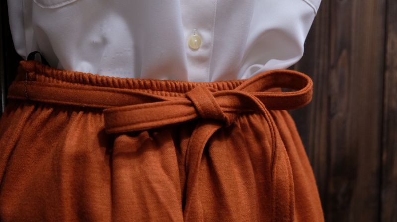 画像3: 無地 オレンジ スカート /w58cm [45217]