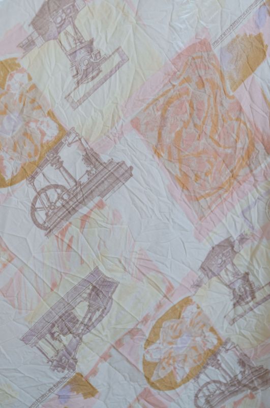 画像: アンティーク織機絵模様 ピンク系 スカート フレア/w62cm[11558]