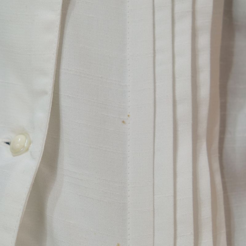 画像: 白 半袖 ブラウス レース刺繍襟 ピンタック パフスリーブ [11749]