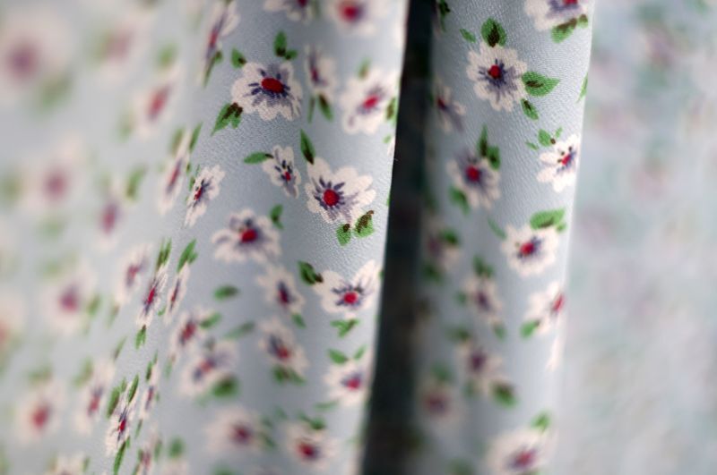 画像: 花柄 ミントブルー  スカート プリーツ w/60cm [16919]