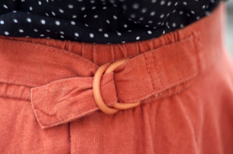 画像: 無地 オレンジ系 スカート フレア ポケット w/62cm [17031]