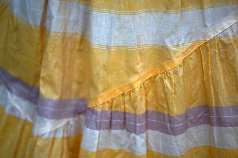 画像: "Dior" ストライプ柄 イエロー系 スカート フレア w/64cm [17208]