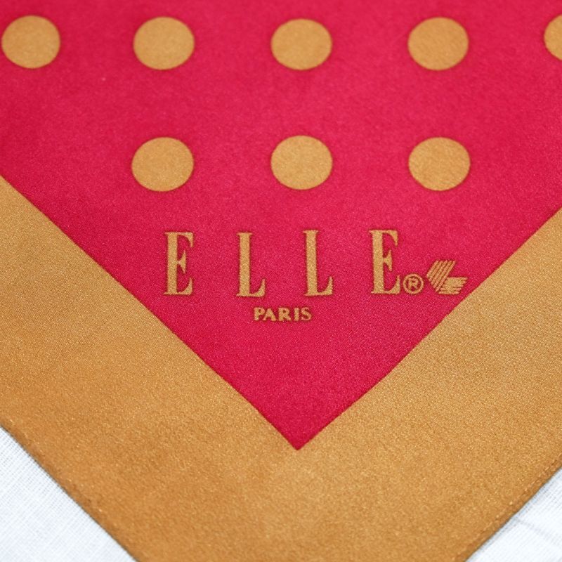 画像3: "ELLE" ドット柄 シルク スカーフ 75cm×75cm[17239]