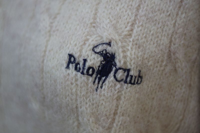 画像: "POLO Club"  無地 オフホワイト ウール ニット 長袖 セーター クルーネック [17835]