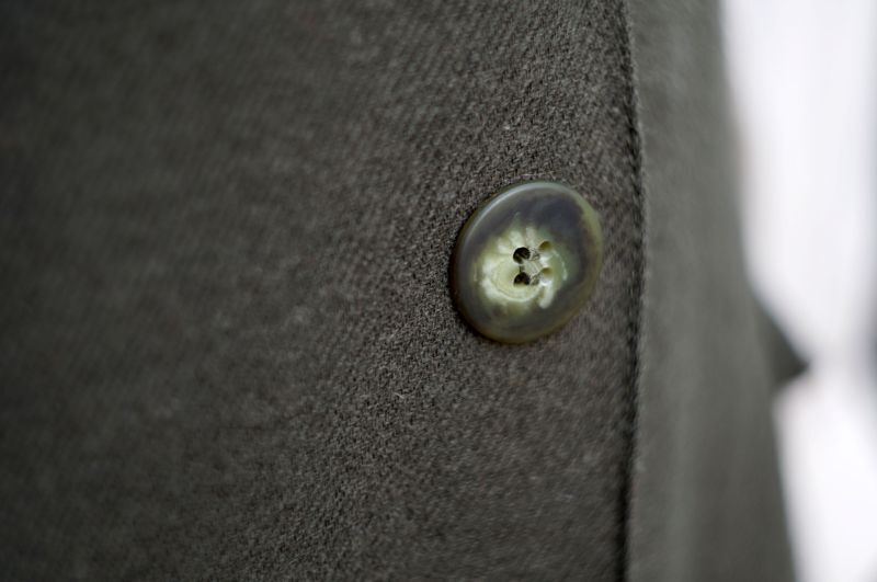 画像: 無地 カーキ色 スカート ウール ボタン ポケット w71cm [17842]