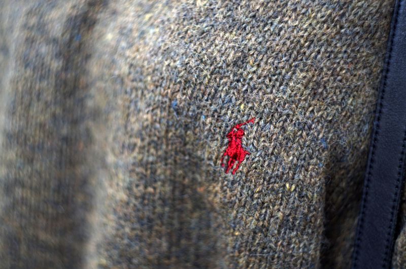 画像: "POLO by Ralph Lauren" ワンポイント刺繍 ブラウン 長袖 ウール ニット セーター [17927]