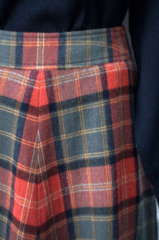画像: "MICHAEL KORS" チェック柄 赤系 スカート ウール フレア w/64cm [18004]