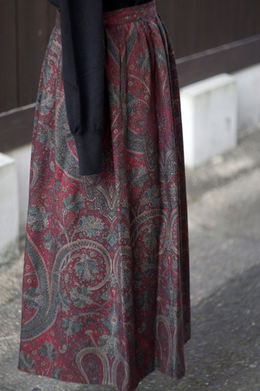 画像2: ”Ralph Lauren”ペイズリー柄 赤系 スカート w/67cm[18193]