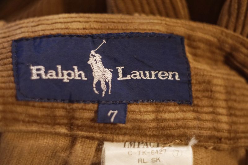 画像: ”Ralph Lauren”無地 ブラウン コーデュロイ スカート w/60cm[18233]