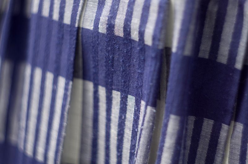 画像: US チェック柄 ブルー×白 半袖 レトロワンピース レギュラーカラー 比翼 エポレット[18454]