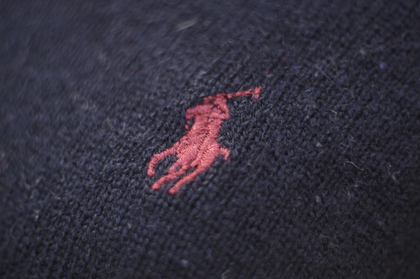 画像: "Ralph Lauren" 無地 ネイビー ニット Vネック ワンポイント刺繍[19202]