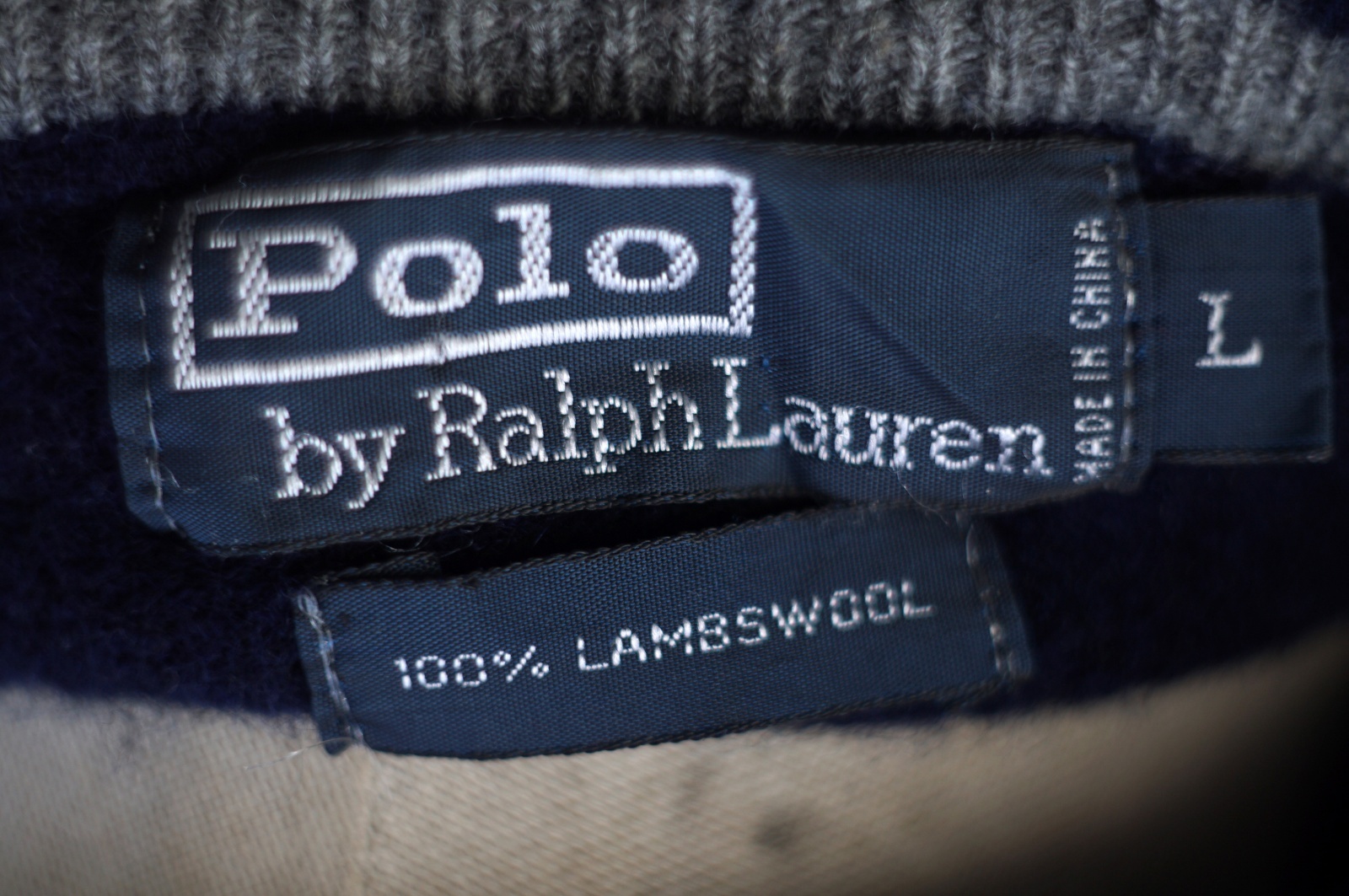 画像: "Ralph Lauren" ネイビー ボーダー柄 ウール ニット セーター クルーネック Mens[19363]