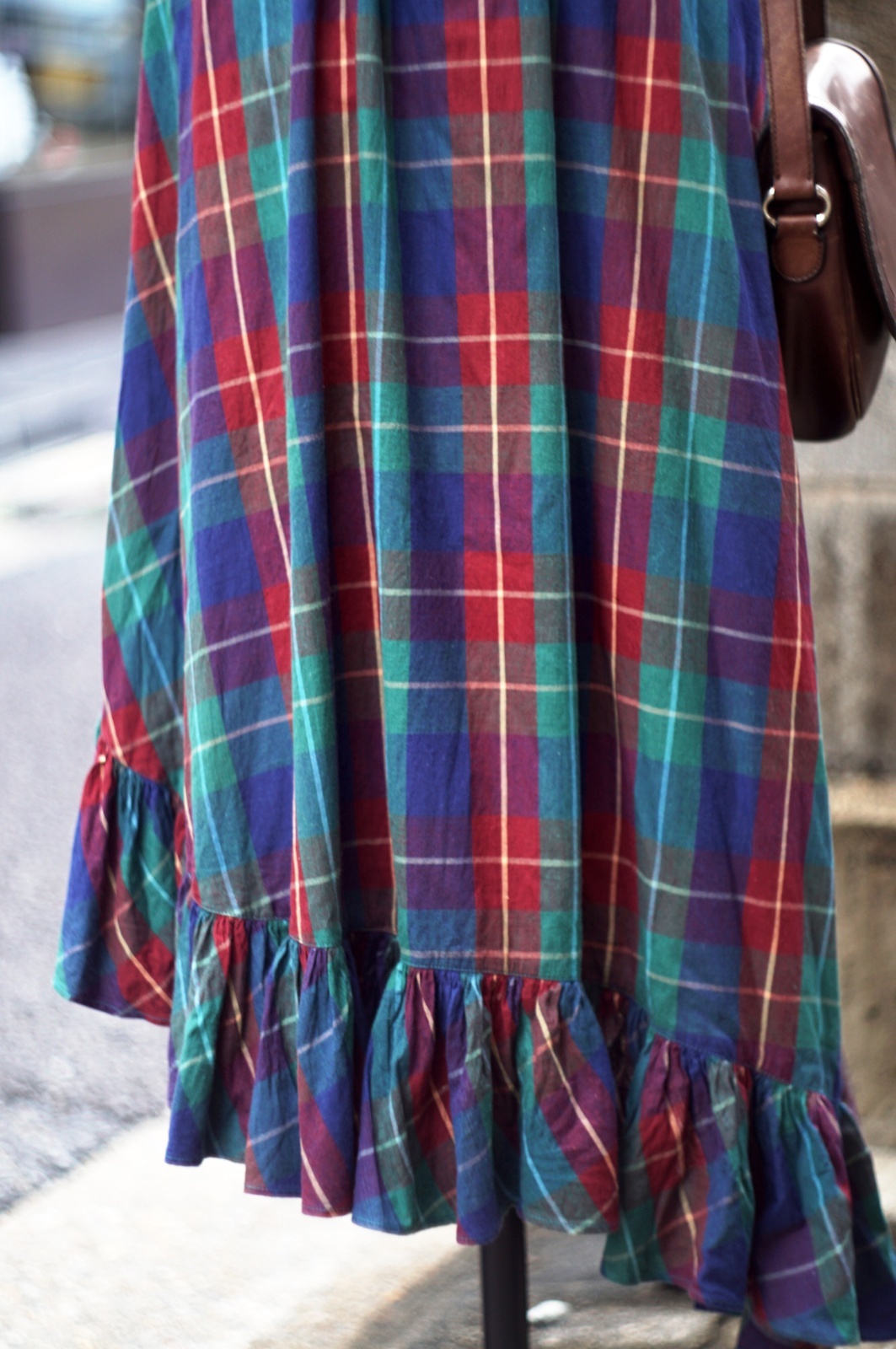 画像12: "TOUCHE" マルチカラー チェック柄 コットン 五分袖 レトロワンピース フリルカラー フリル[20064]