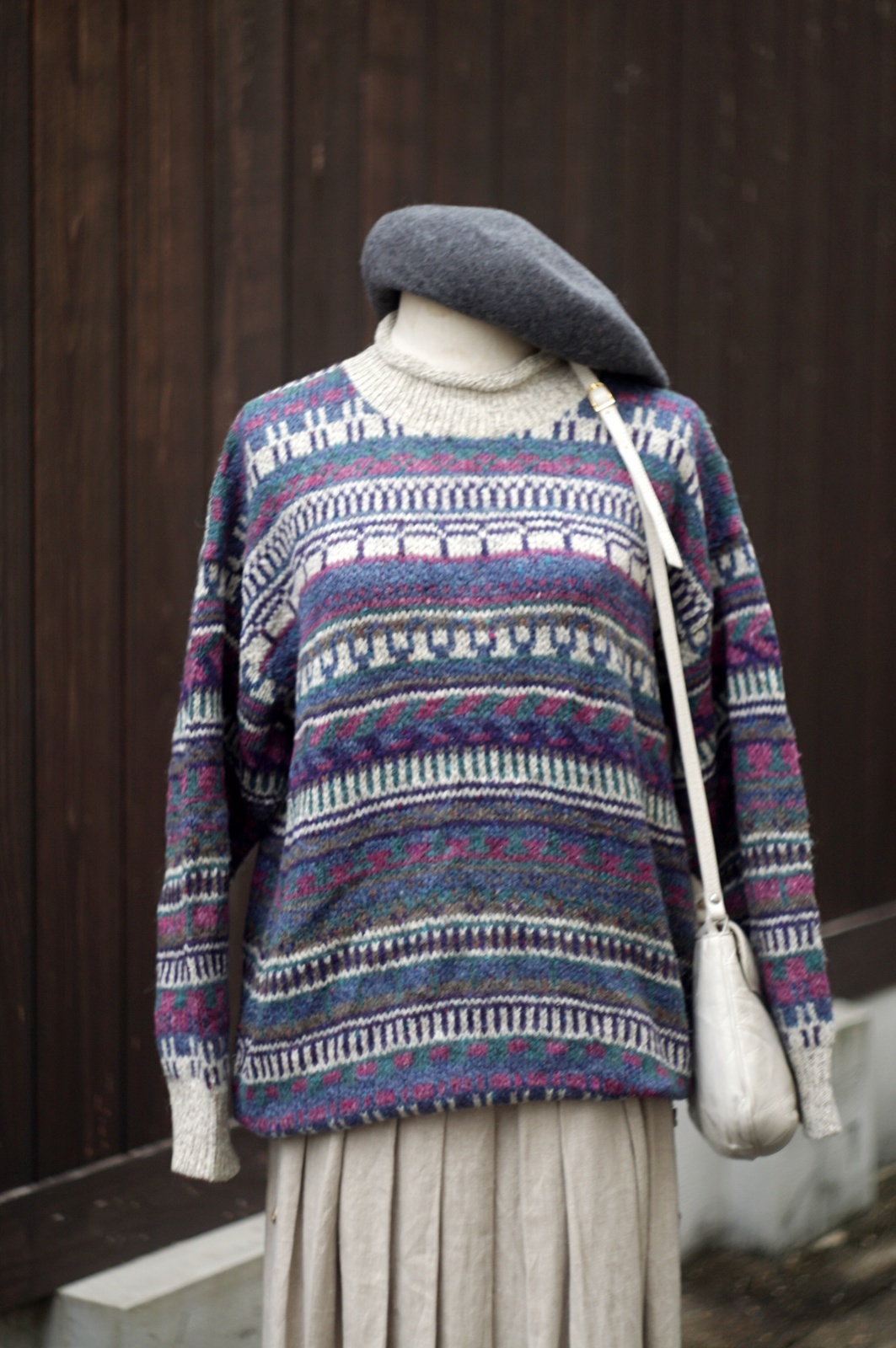 画像1: ”ALPS”  ミックスカラー ウール混 ボーダー ニット モックネック[20433]