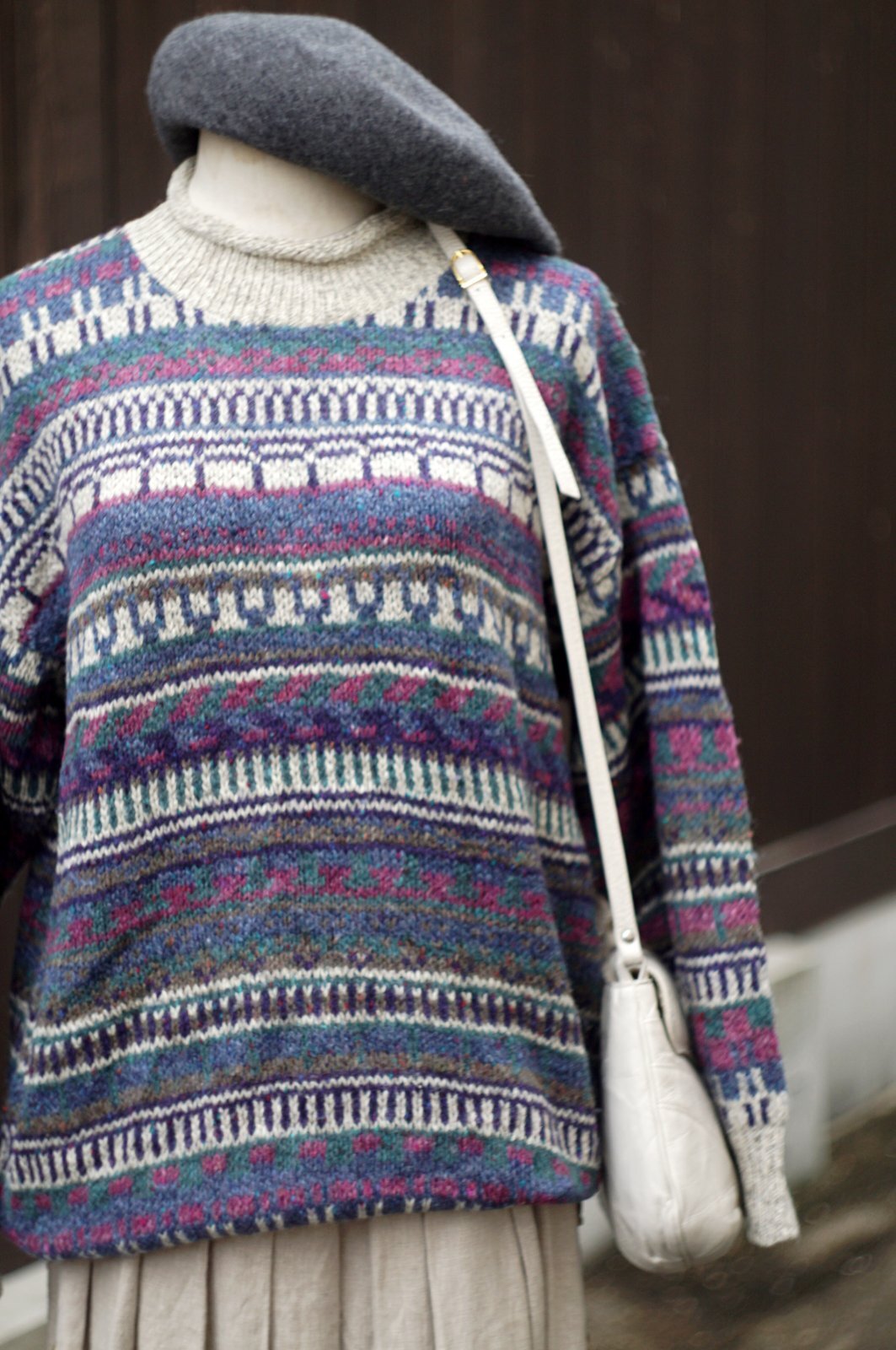 画像2: ”ALPS”  ミックスカラー ウール混 ボーダー ニット モックネック[20433]