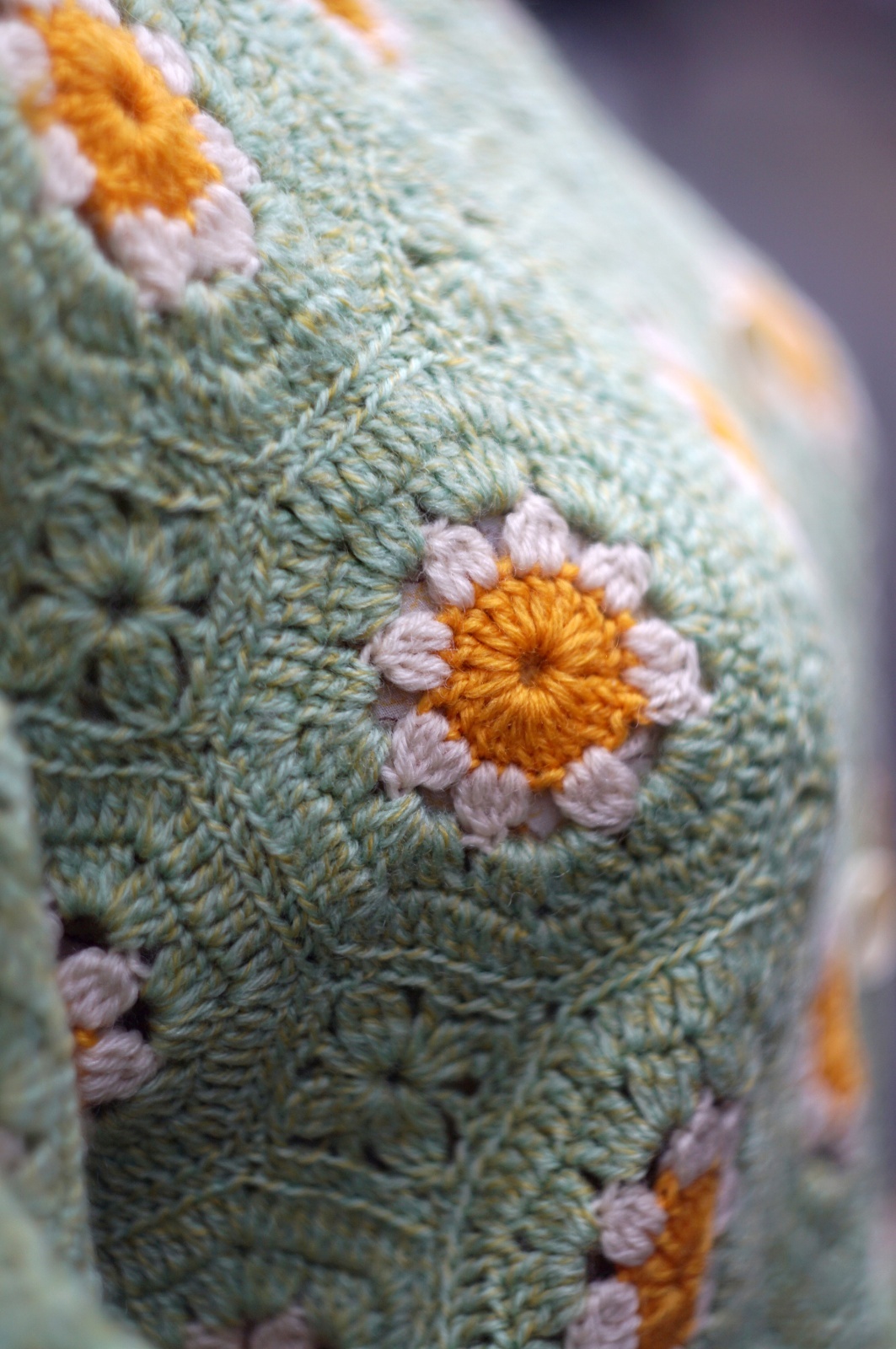 画像5: 花柄 グリーン ニット カーディガン クロシェ [20423]