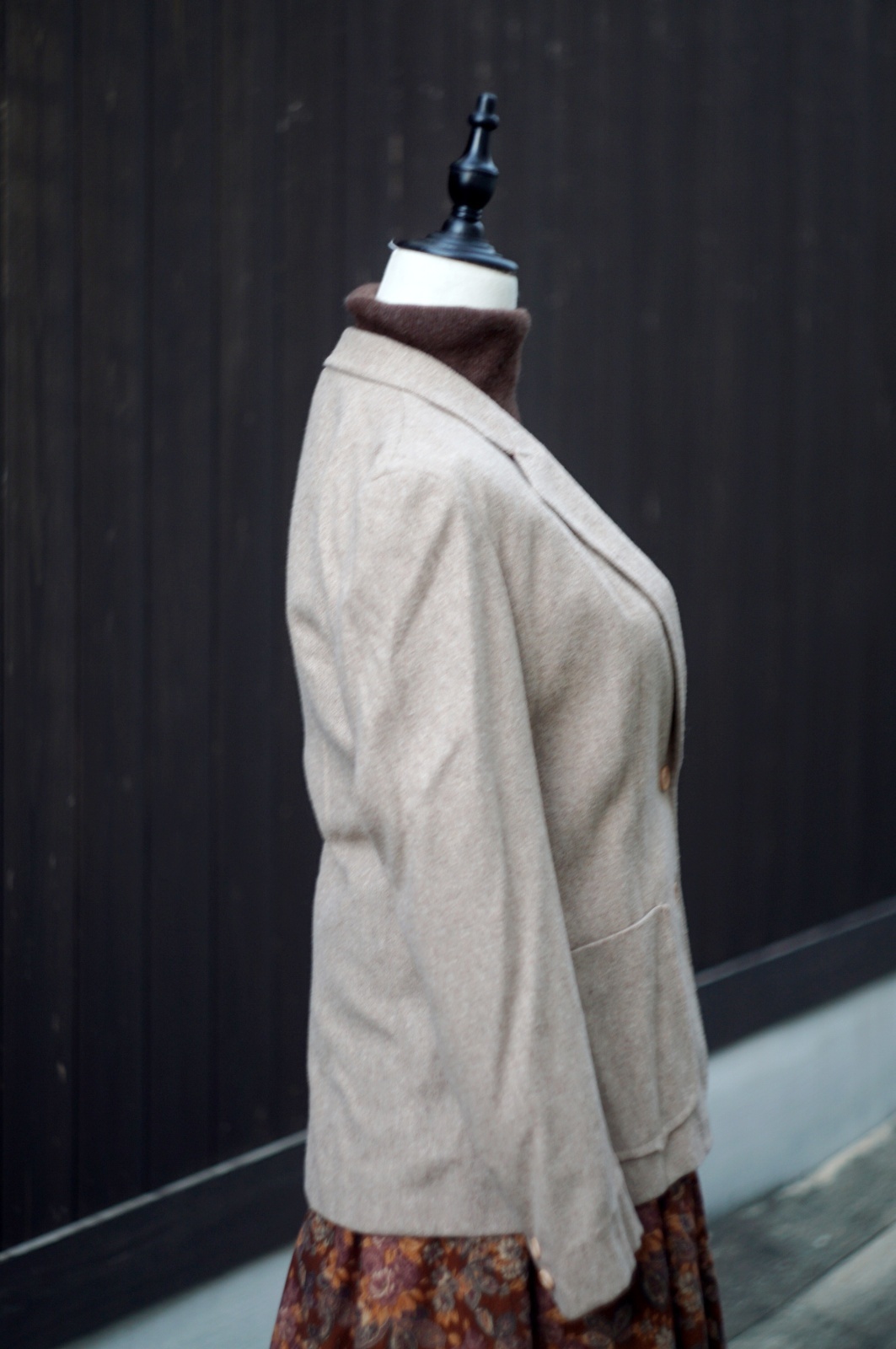 画像6: "Oshan de ea Renta" US製 ベージュ系 無地 ウール混 テーラード ジャケット[20451]