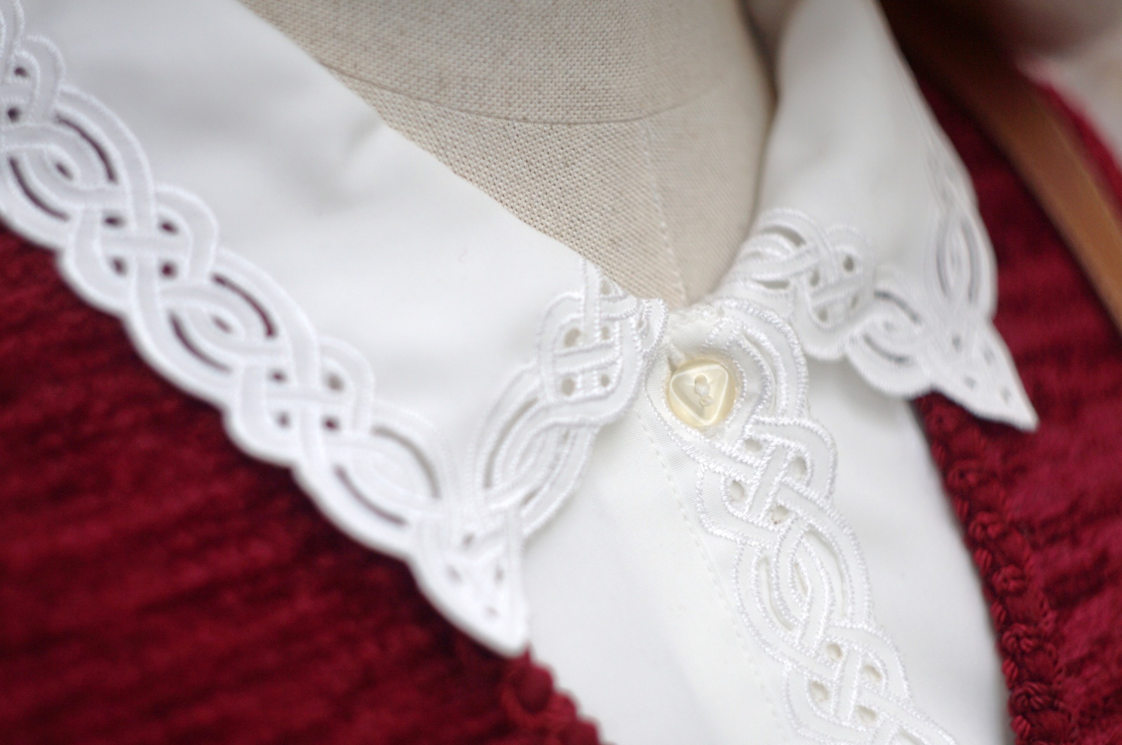 画像3: 無地 ワイン ベスト ノーカラー 前開き [20459]