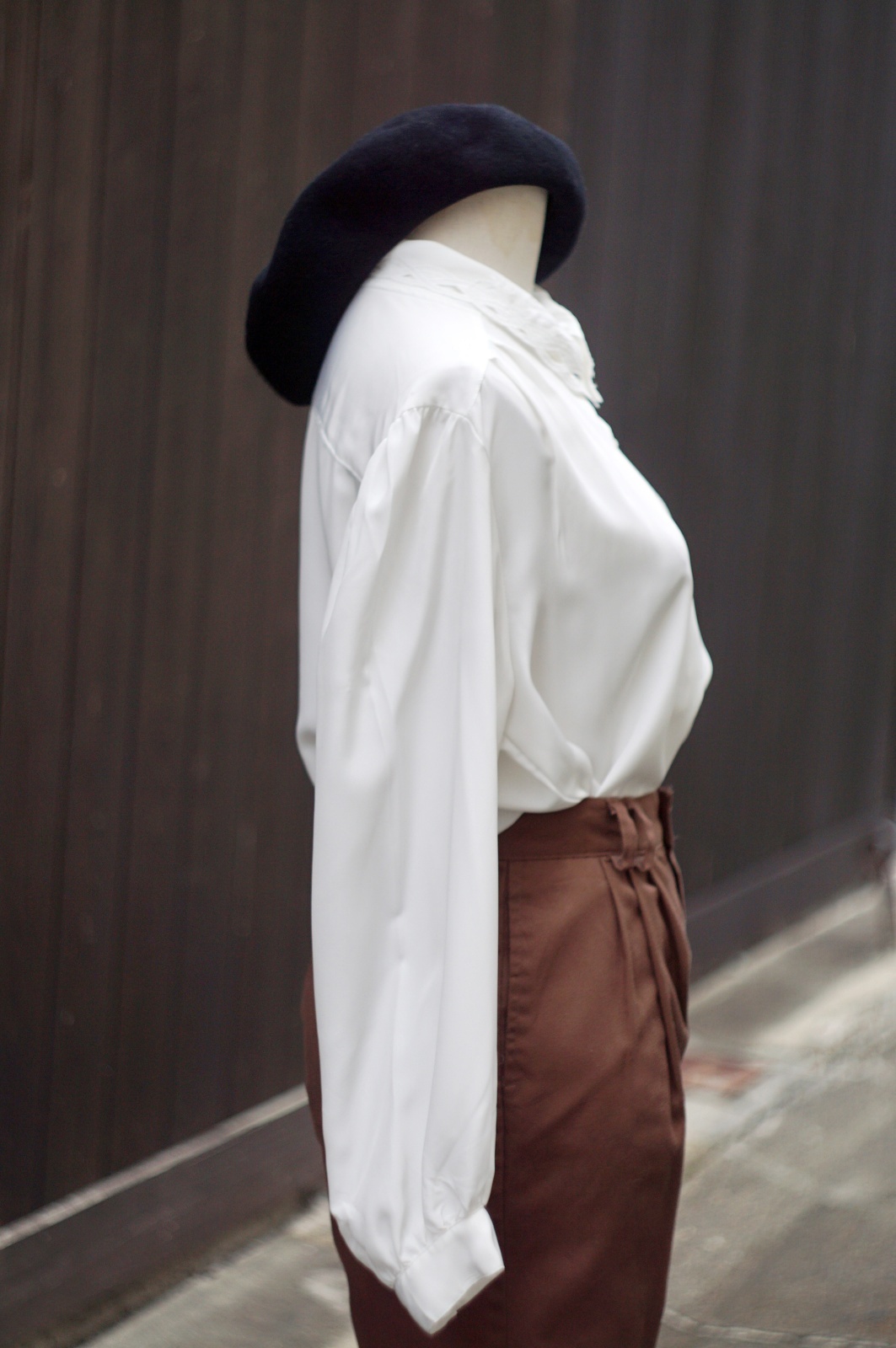 画像5: "Seyuiour" 無地 白 長袖 ブラウス ロールカラー[20489]