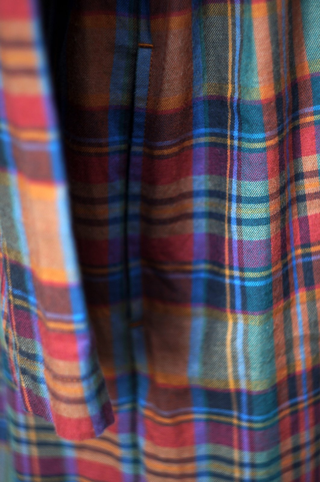 画像10: チェック柄 コットン ウール マルチカラー 長袖 レトロワンピース レギュラーカラー [20500]