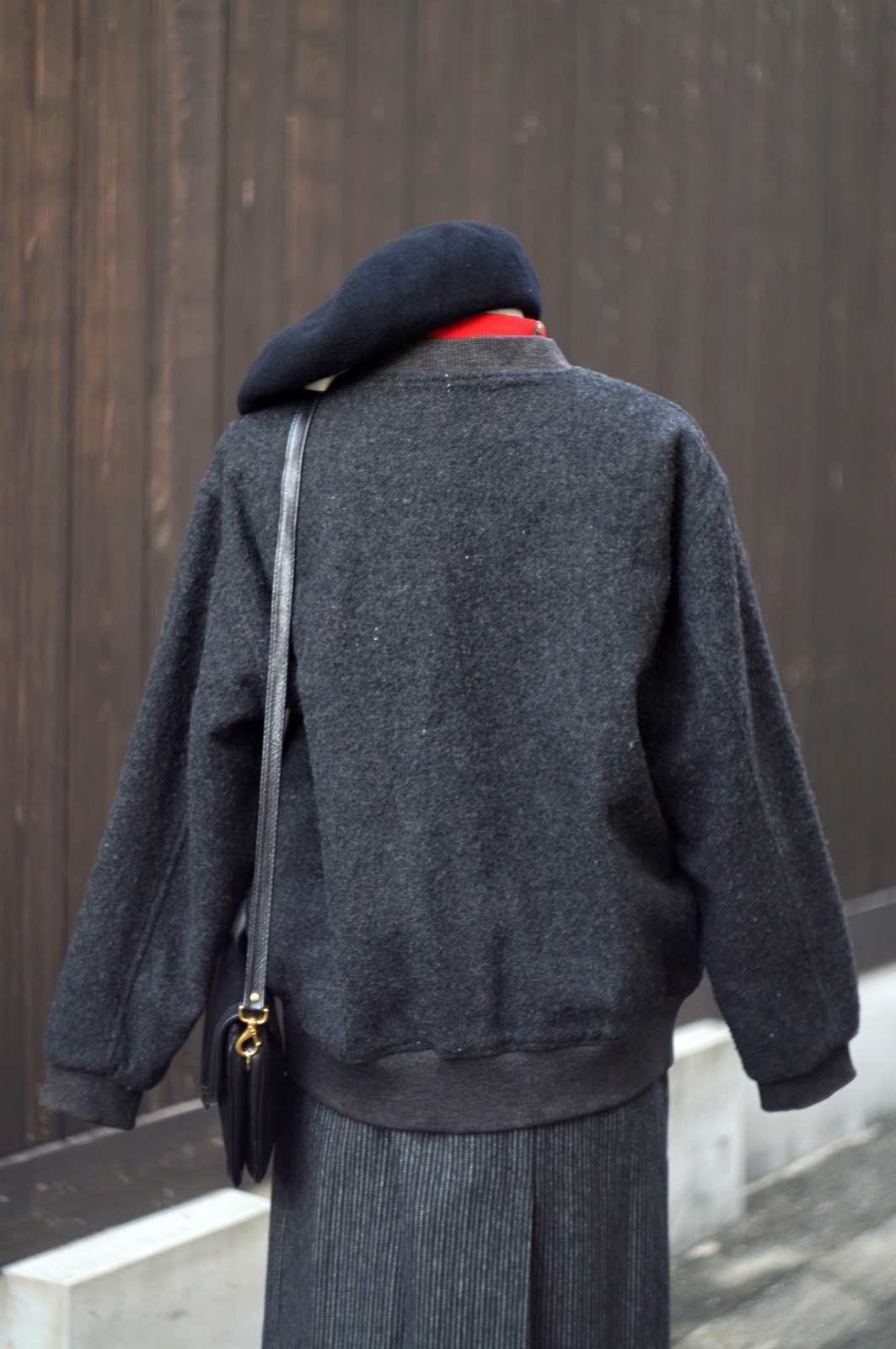 画像6: ”EVE&K" グレー×赤系 ウール混 スタジャン ジャケット アルファベット[20516]