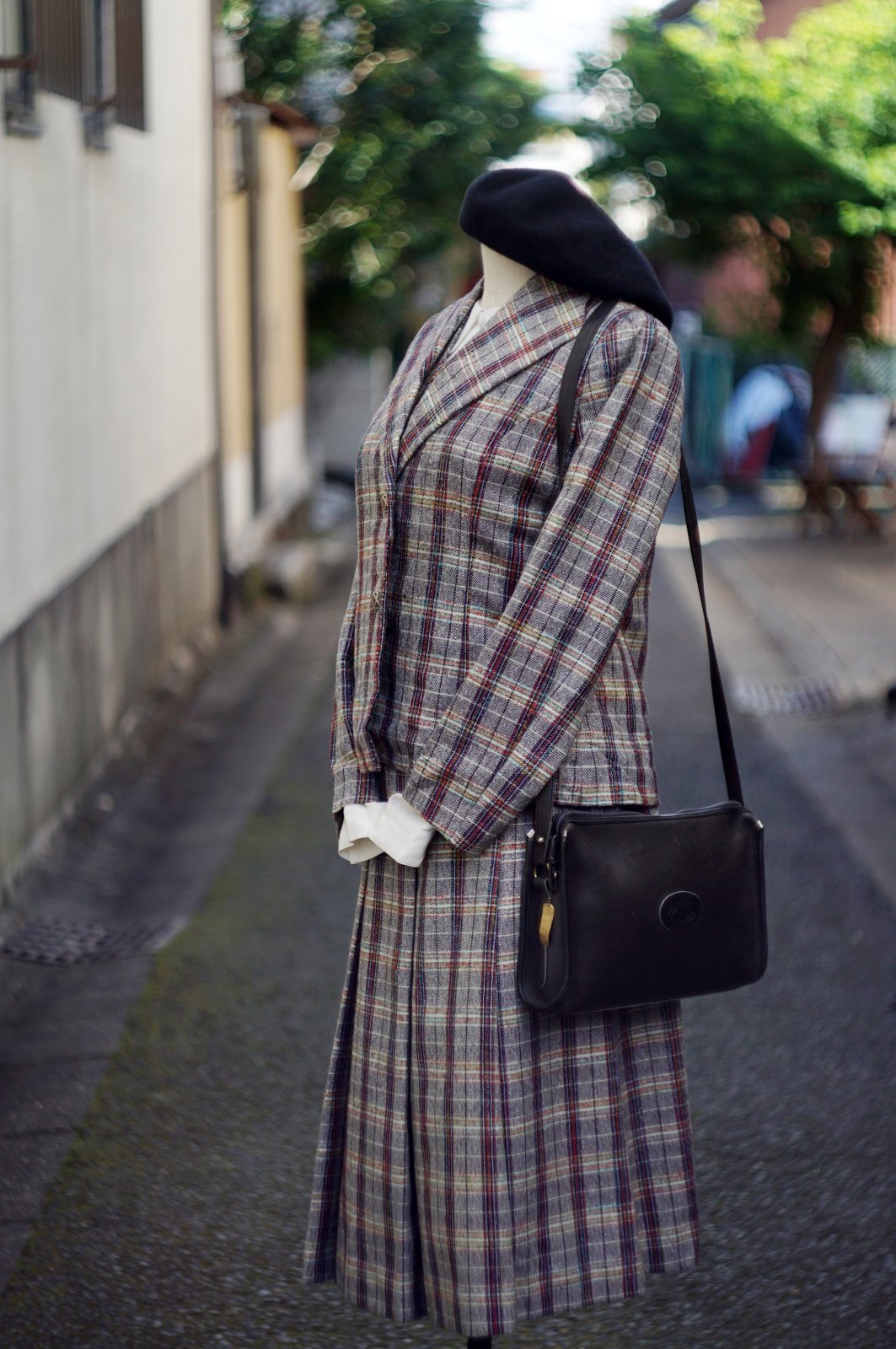 画像1: マルチカラー チェック柄 ツイード ジャケット＆ベスト&スカート スリーピース セットアップ [20503]