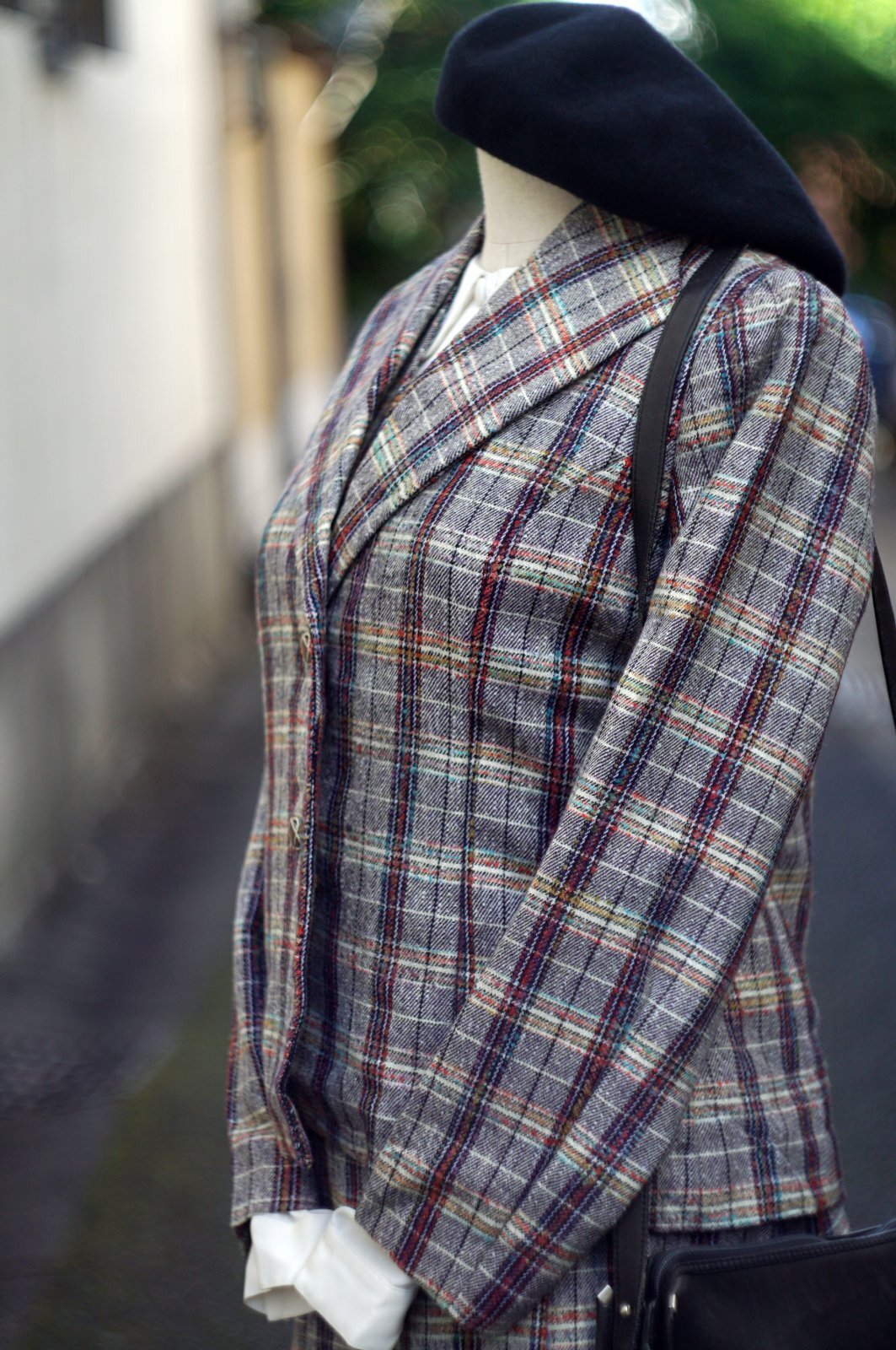 画像5: マルチカラー チェック柄 ツイード ジャケット＆ベスト&スカート スリーピース セットアップ [20503]