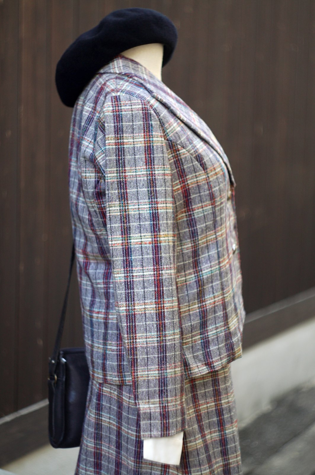 画像8: マルチカラー チェック柄 ツイード ジャケット＆ベスト&スカート スリーピース セットアップ [20503]