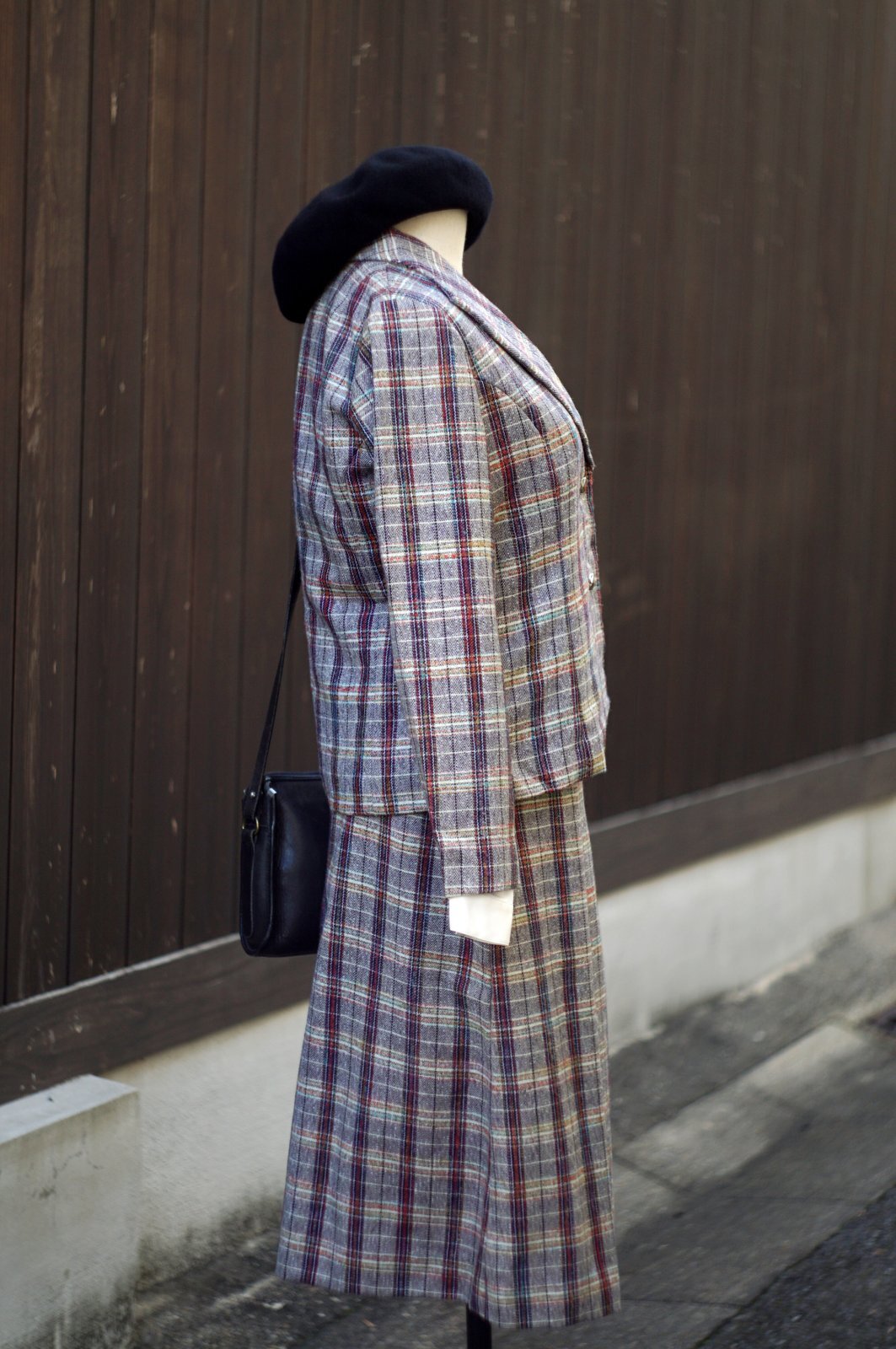 画像2: マルチカラー チェック柄 ツイード ジャケット＆ベスト&スカート スリーピース セットアップ [20503]