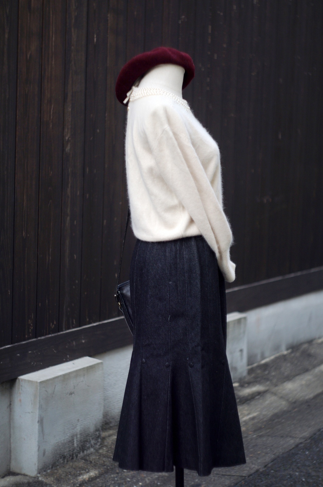 画像6: "Chaleur" デニム  黒 スカート マーメイド  w65cm[20509]