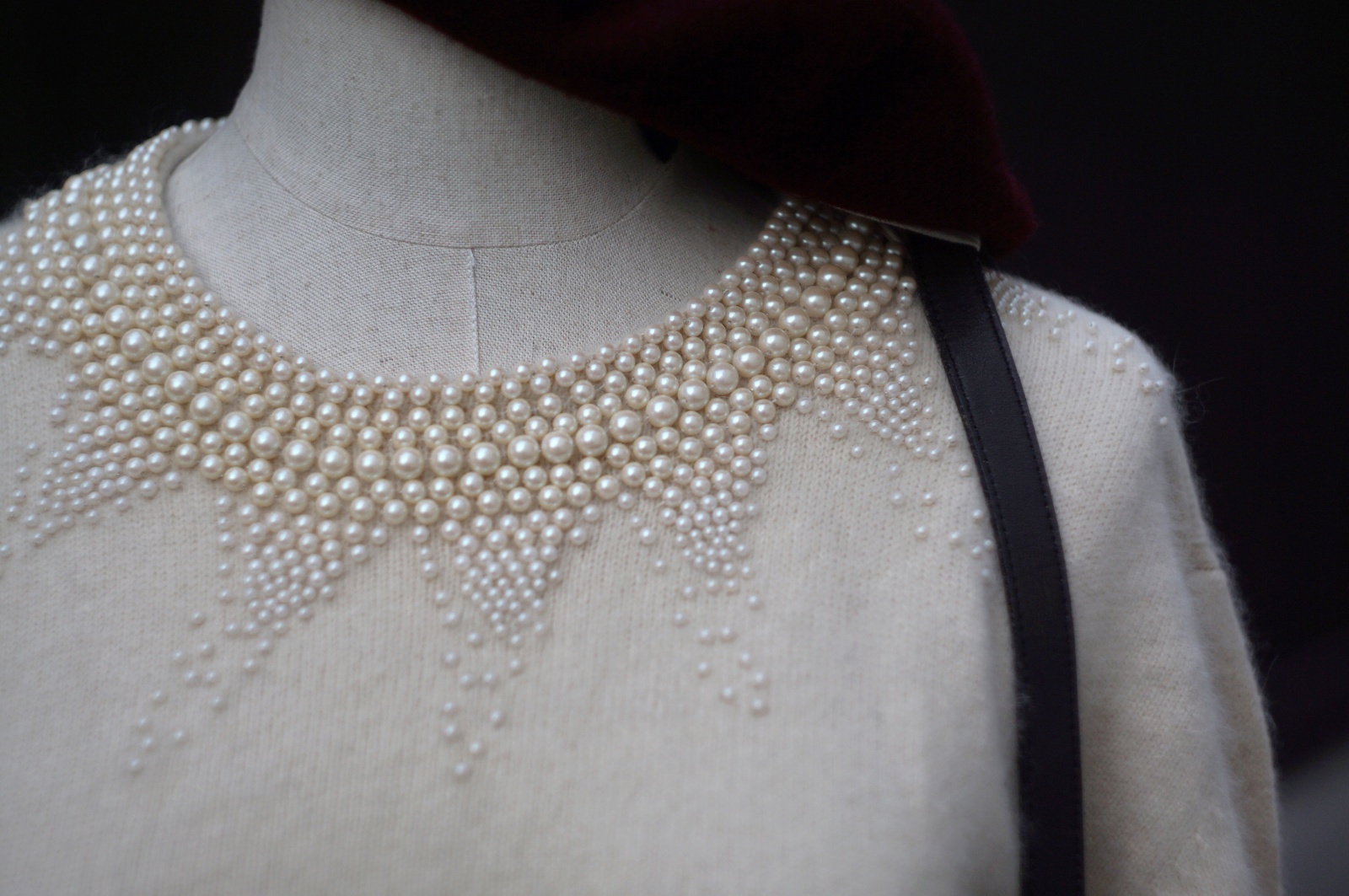 画像2: ”CORDIER” 無地 アイボリー系 ウール ニット セーター ラウンドネック パール [20506]