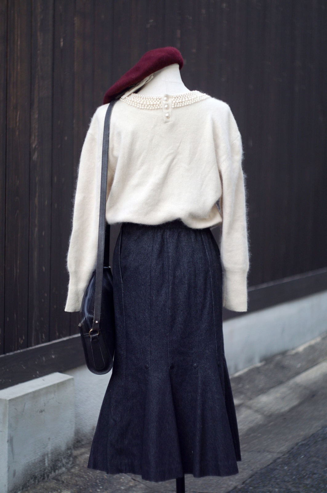 画像7: "Chaleur" デニム  黒 スカート マーメイド  w65cm[20509]