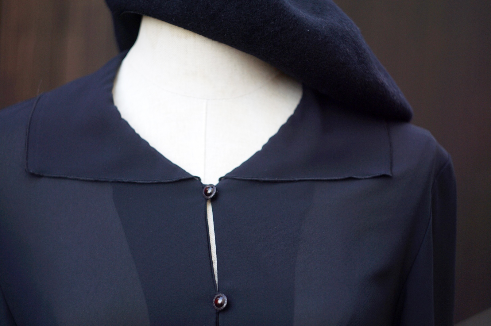 画像: "NORY BEARDS" 無地 黒 長袖 ブラウス  シースルー[20519]