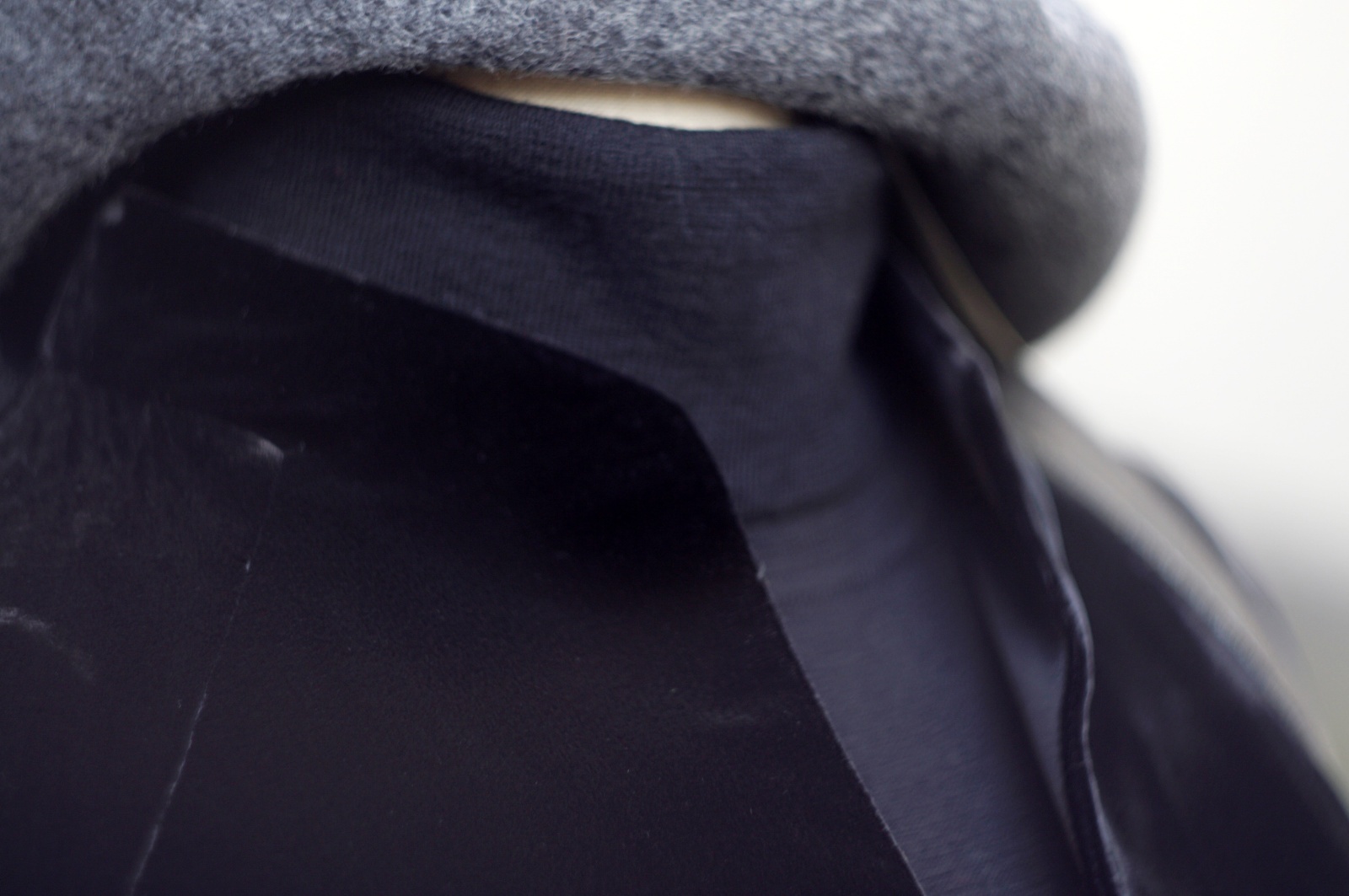 画像3: "ANNTAYLOR" 黒系 レーヨン シルク 無地  マオカラー  ベロア ジャケット[20518]