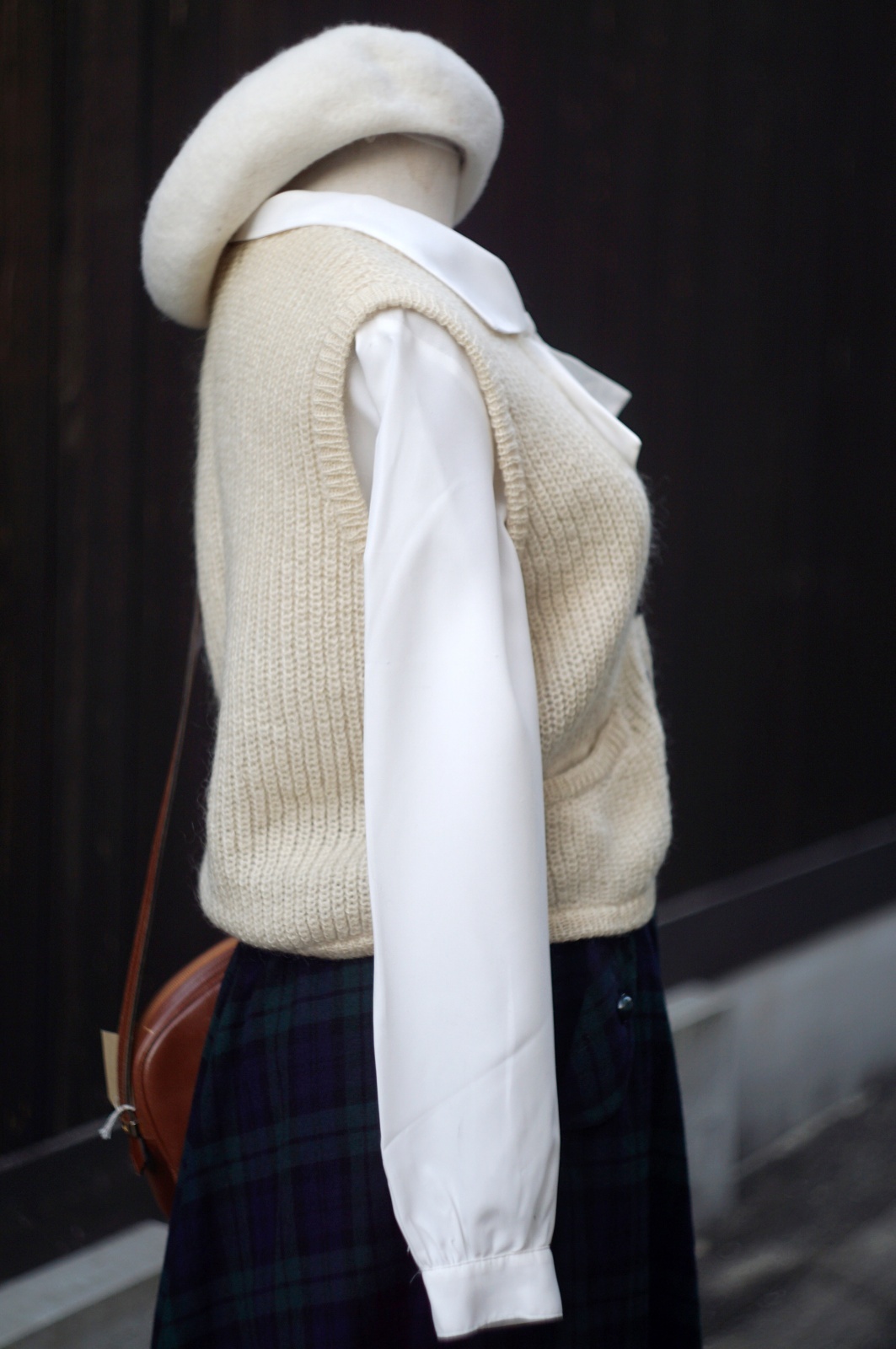 画像2: "McGREGOR" 無地  ウール アイボリー ベスト Vネック 前開き ニット[20529]