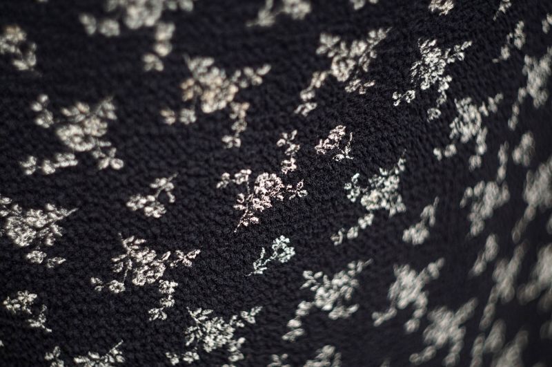 画像: 花柄 ブラック×ホワイト スカート フレア w/67cm [17337]